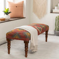 Panca rivestita in juta Kilim sudoccidentale rosso scuro/verde scuro – 1 posto