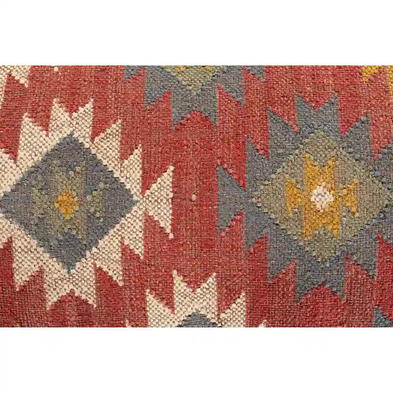 Panca rivestita in juta Kilim sudoccidentale rosso scuro/verde scuro – 1 posto