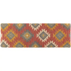 Panca rivestita in juta Kilim sudoccidentale rosso scuro/verde scuro – 1 posto