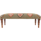 Panca rivestita in juta Kilim sudoccidentale rosso scuro/verde scuro – 1 posto