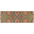 Panca rivestita in juta Kilim sudoccidentale rosso scuro/verde scuro – 1 posto