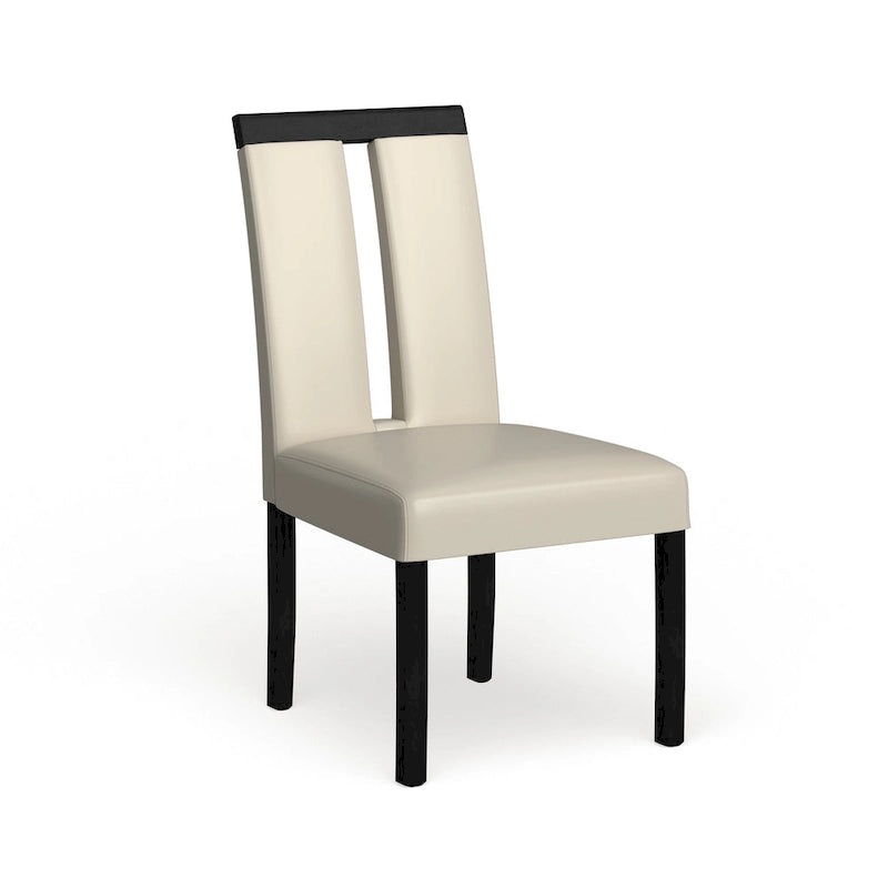 Sedia da pranzo imbottita bianca, struttura nera, set da 2