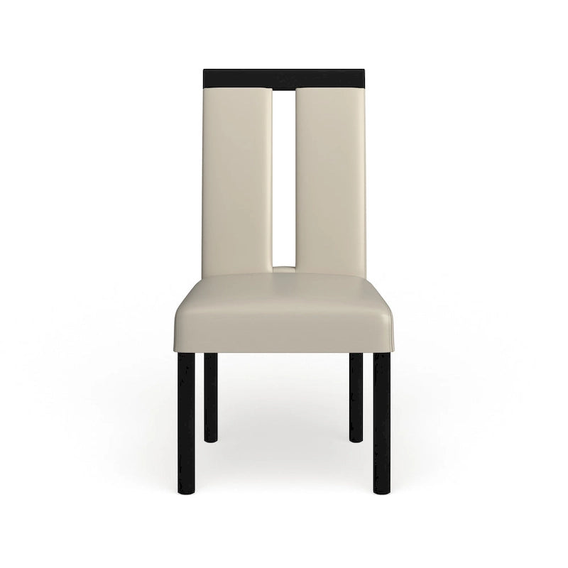 Sedia da pranzo imbottita bianca, struttura nera, set da 2
