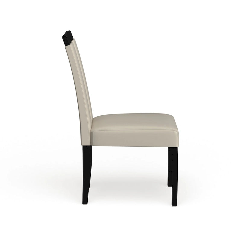 Sedia da pranzo imbottita bianca, struttura nera, set da 2