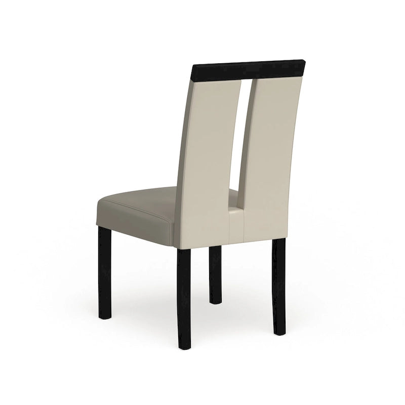 Sedia da pranzo imbottita bianca, struttura nera, set da 2