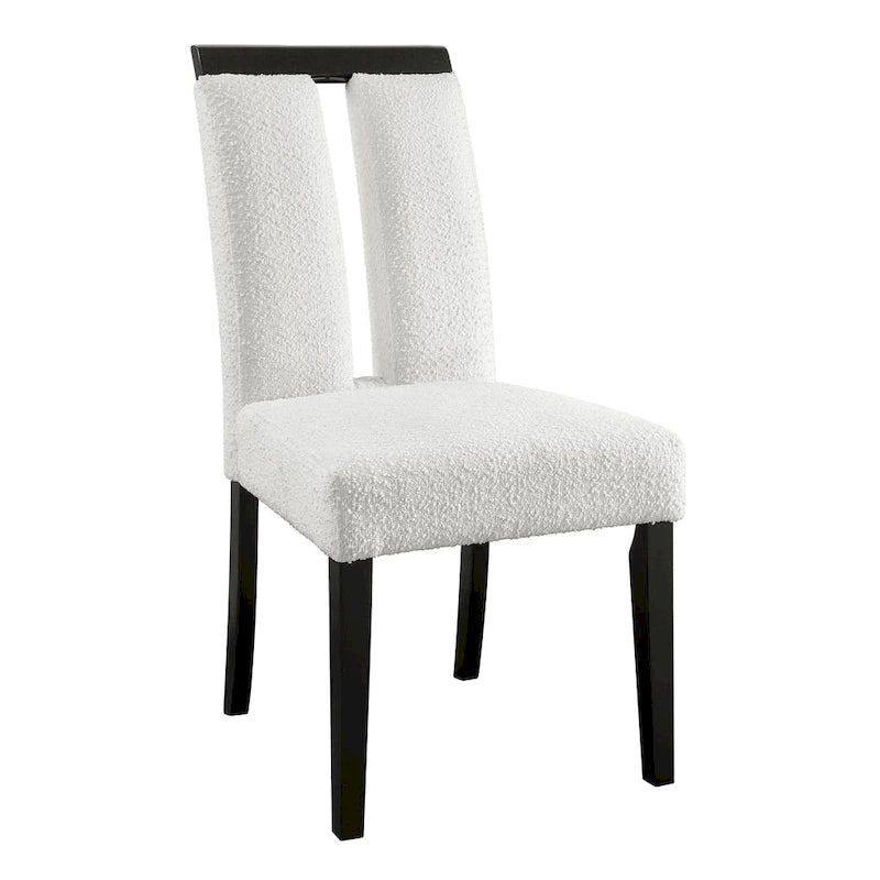 Sedia da pranzo imbottita bianca, struttura nera, set da 2