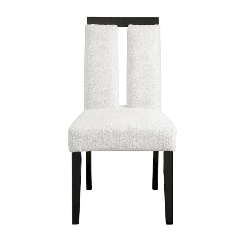 Sedia da pranzo imbottita bianca, struttura nera, set da 2