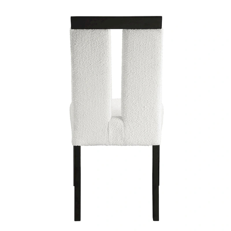 Sedia da pranzo imbottita bianca, struttura nera, set da 2