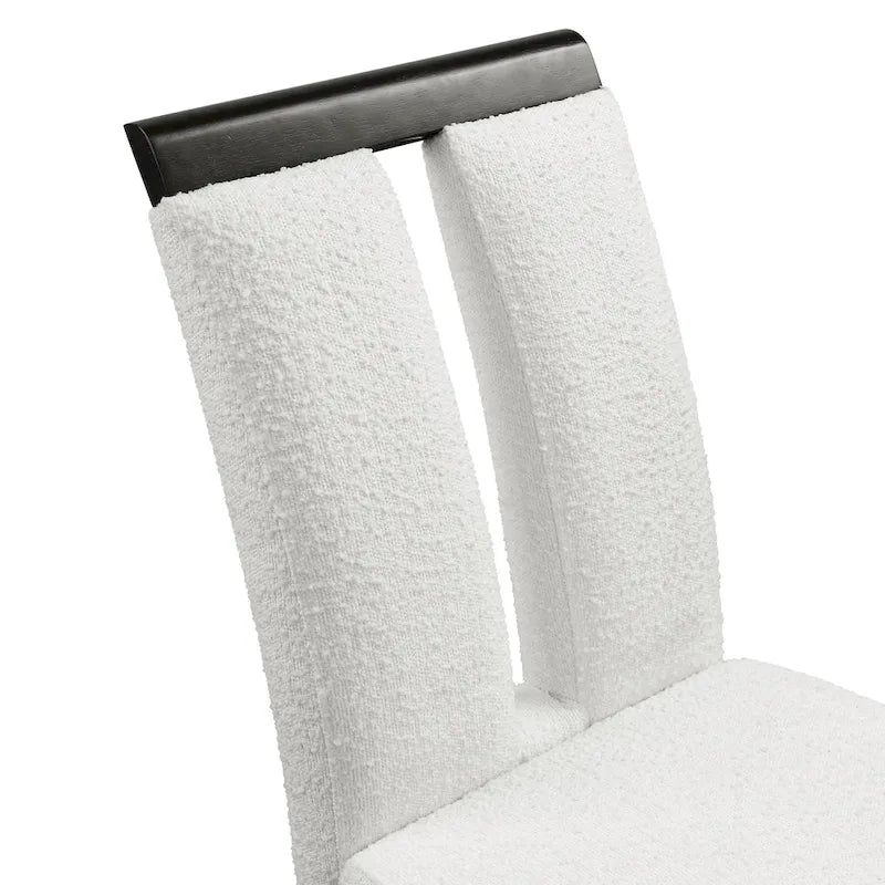 Sedia da pranzo imbottita bianca, struttura nera, set da 2