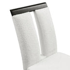 Sedia da pranzo imbottita bianca, struttura nera, set da 2