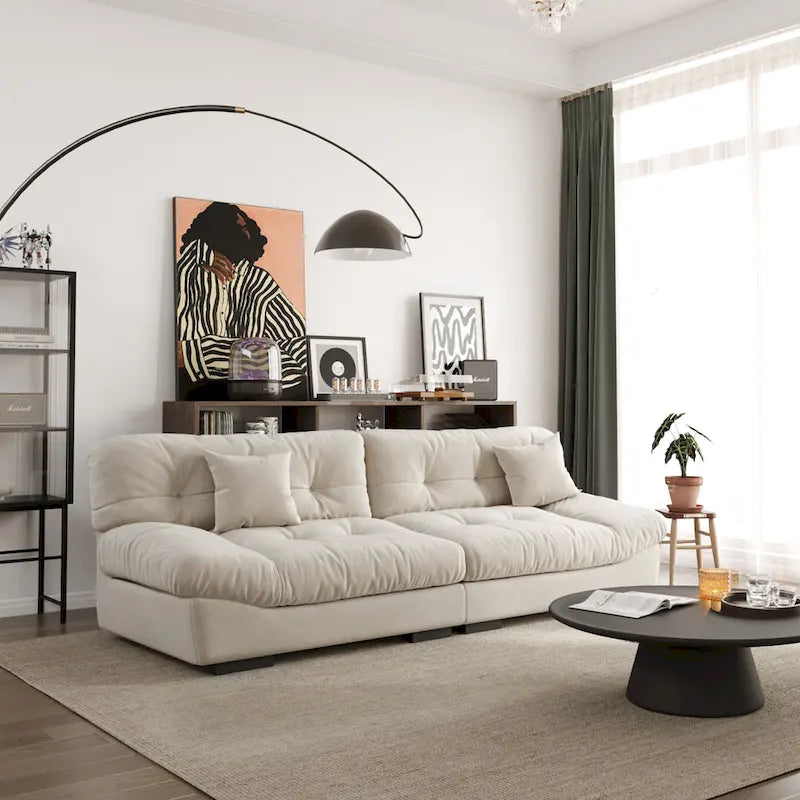 105  Suede Fabric Sectional Sofa Cloud Shape Couch for Living Room