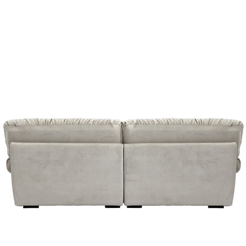 Divano componibile a nuvola grigio / rosa / beige, velluto scamosciato, 2-3 posti