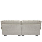 Divano componibile a nuvola grigio / rosa / beige, velluto scamosciato, 2-3 posti