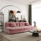 Divano componibile a nuvola grigio / rosa / beige, velluto scamosciato, 2-3 posti