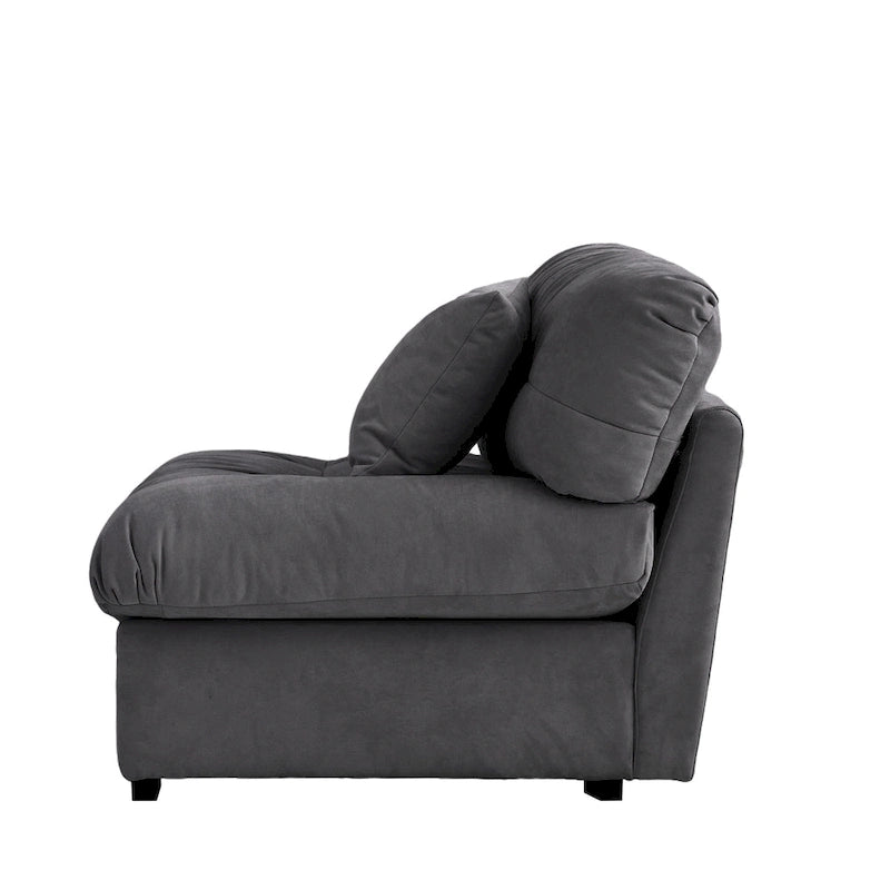 Divano componibile a nuvola grigio / rosa / beige, velluto scamosciato, 2-3 posti