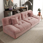 Divano componibile a nuvola grigio / rosa / beige, velluto scamosciato, 2-3 posti