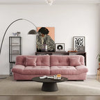 Divano componibile a nuvola grigio / rosa / beige, velluto scamosciato, 2-3 posti