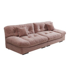 Divano componibile a nuvola grigio / rosa / beige, velluto scamosciato, 2-3 posti