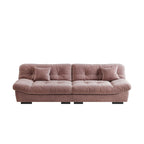 Divano componibile a nuvola grigio / rosa / beige, velluto scamosciato, 2-3 posti