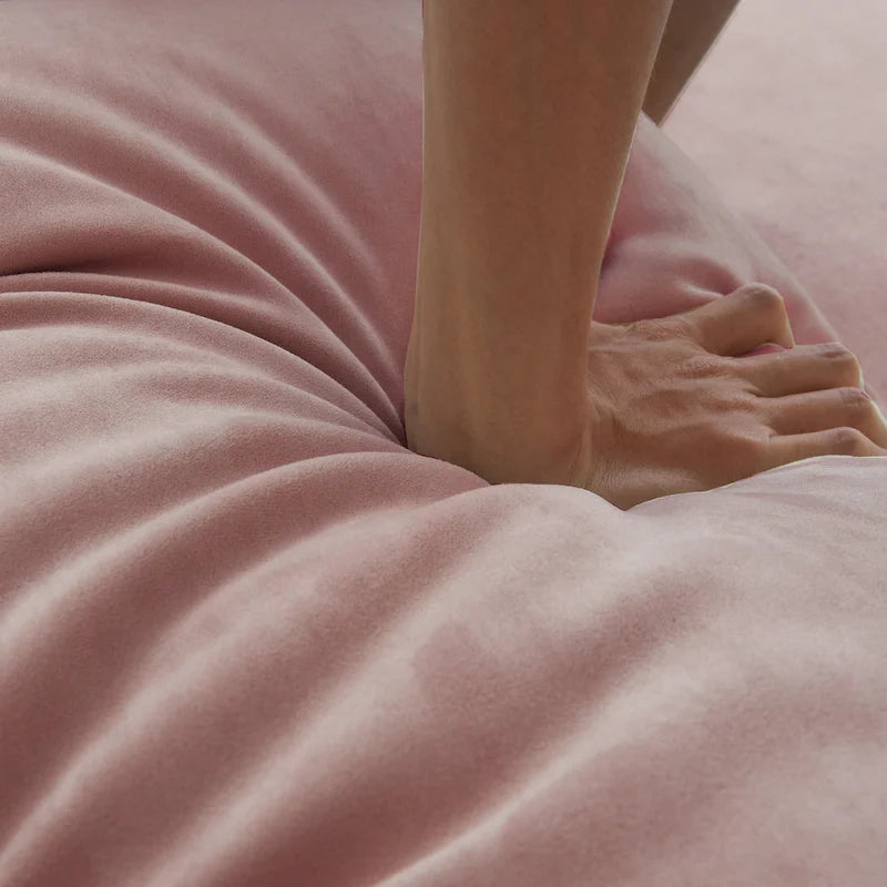 Divano componibile a nuvola grigio / rosa / beige, velluto scamosciato, 2-3 posti