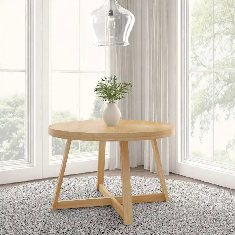 Tavolo da pranzo rotondo Pecan Wirebrush, finitura spazzolata, 4 posti, 119 cm