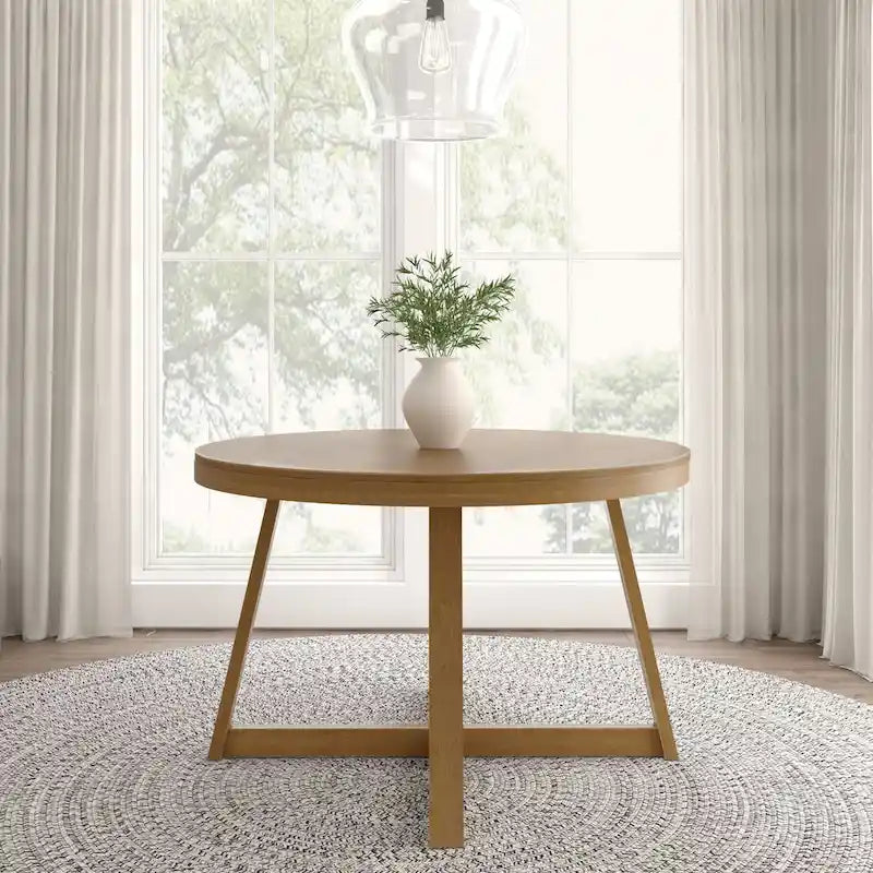 Tavolo da pranzo rotondo Pecan Wirebrush, finitura spazzolata, 4 posti, 119 cm