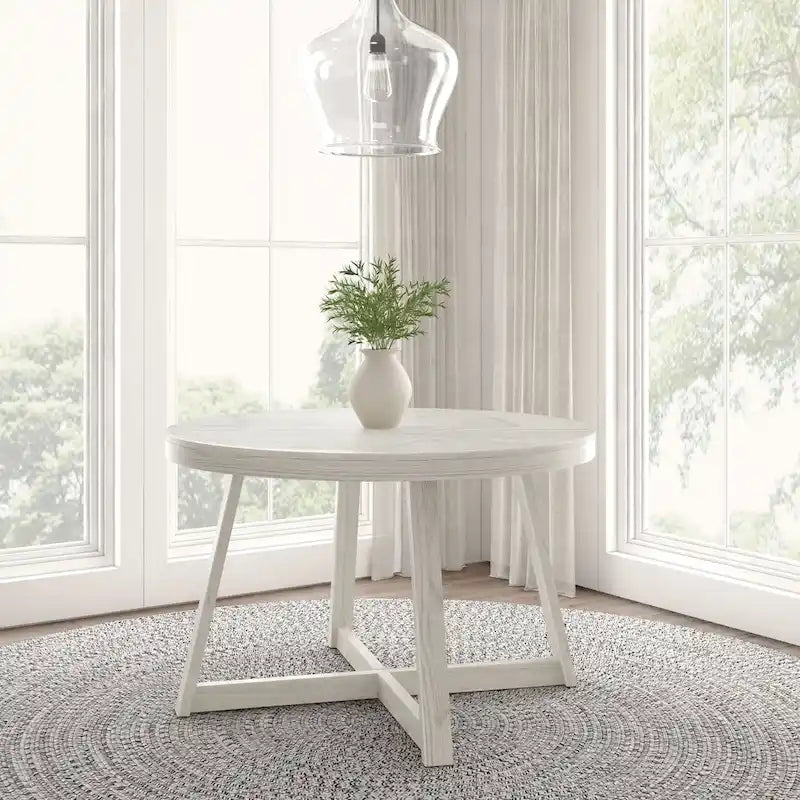 Tavolo da pranzo rotondo Pecan Wirebrush, finitura spazzolata, 4 posti, 119 cm