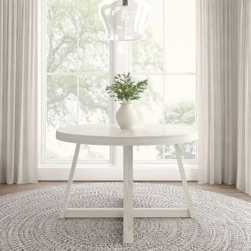 Tavolo da pranzo rotondo Pecan Wirebrush, finitura spazzolata, 4 posti, 119 cm