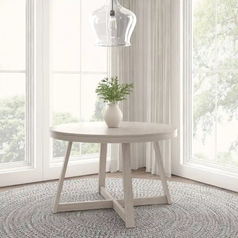 Tavolo da pranzo rotondo Pecan Wirebrush, finitura spazzolata, 4 posti, 119 cm