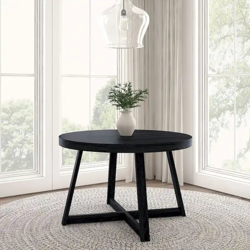 Tavolo da pranzo rotondo Pecan Wirebrush, finitura spazzolata, 4 posti, 119 cm
