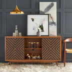 Mobile buffet/credenza Mid-Century Modern marrone tabacco/bianco e nero – Montaggio a 2 persone