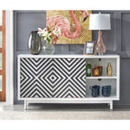 Mobile buffet/credenza Mid-Century Modern marrone tabacco/bianco e nero – Montaggio a 2 persone