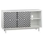 Mobile buffet/credenza Mid-Century Modern marrone tabacco/bianco e nero – Montaggio a 2 persone