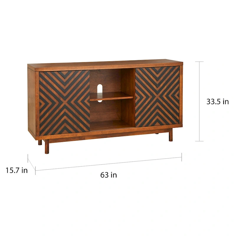 Mobile buffet/credenza Mid-Century Modern marrone tabacco/bianco e nero – Montaggio a 2 persone