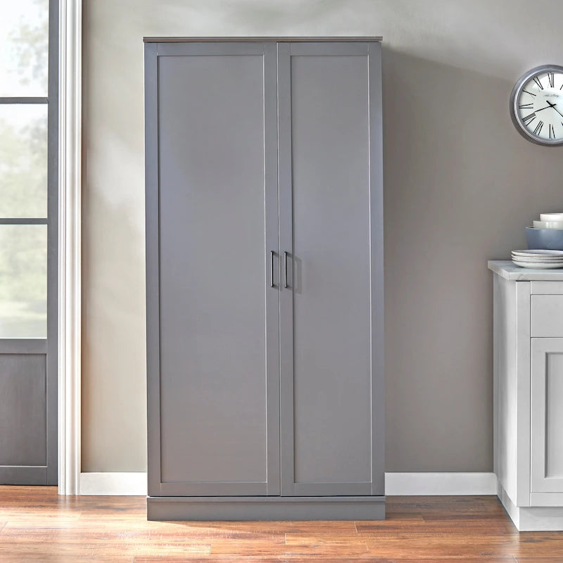 Mobile dispensa alto, a doppia anta, stile moderno e rustico – Grigio antracite / Noce / Bianco