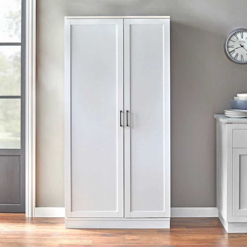Mobile dispensa alto, a doppia anta, stile moderno e rustico – Grigio antracite / Noce / Bianco