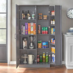 Mobile dispensa alto, a doppia anta, stile moderno e rustico – Grigio antracite / Noce / Bianco