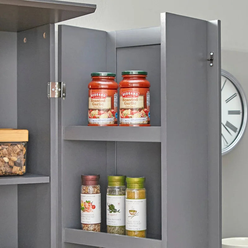 Mobile dispensa alto, a doppia anta, stile moderno e rustico – Grigio antracite / Noce / Bianco