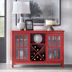 Credenza/buffet portabottiglie a 2 ante in vetro, colore rosso/nero/bianco antico, può contenere 12 bottiglie