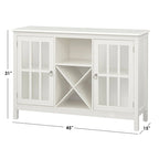Credenza/buffet portabottiglie a 2 ante in vetro, colore rosso/nero/bianco antico, può contenere 12 bottiglie