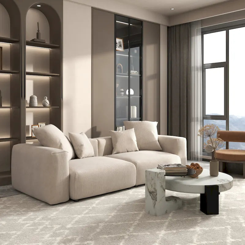 102  Oversized Corduroy Sectional Sofa Modern Wide Couch