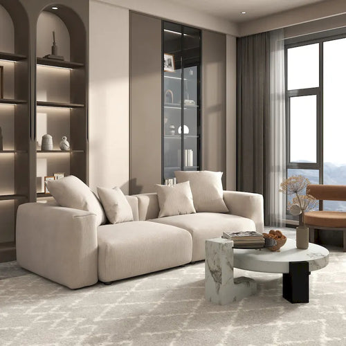102  Oversized Corduroy Sectional Sofa Modern Wide Couch