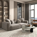 Divano componibile a L in velluto a coste nero / marrone chiaro / beige, 3-4 posti