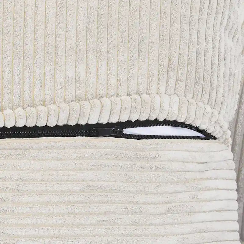 Divano componibile a L in velluto a coste nero / marrone chiaro / beige, 3-4 posti