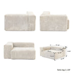 Divano componibile a L in velluto a coste nero / marrone chiaro / beige, 3-4 posti
