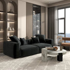 Divano componibile a L in velluto a coste nero / marrone chiaro / beige, 3-4 posti