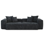 Divano componibile a L in velluto a coste nero / marrone chiaro / beige, 3-4 posti