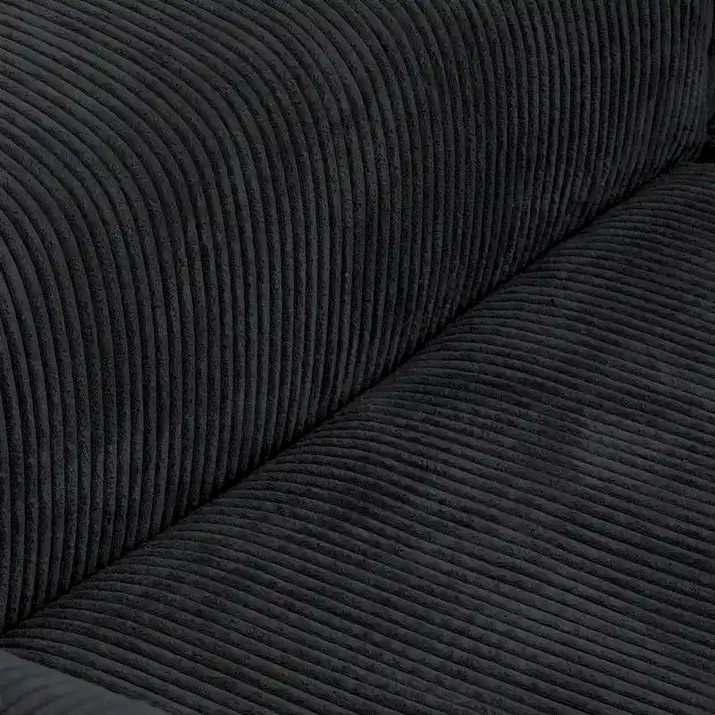 Divano componibile a L in velluto a coste nero / marrone chiaro / beige, 3-4 posti