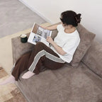 Divano componibile a L in velluto a coste nero / marrone chiaro / beige, 3-4 posti