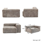 Divano componibile a L in velluto a coste nero / marrone chiaro / beige, 3-4 posti